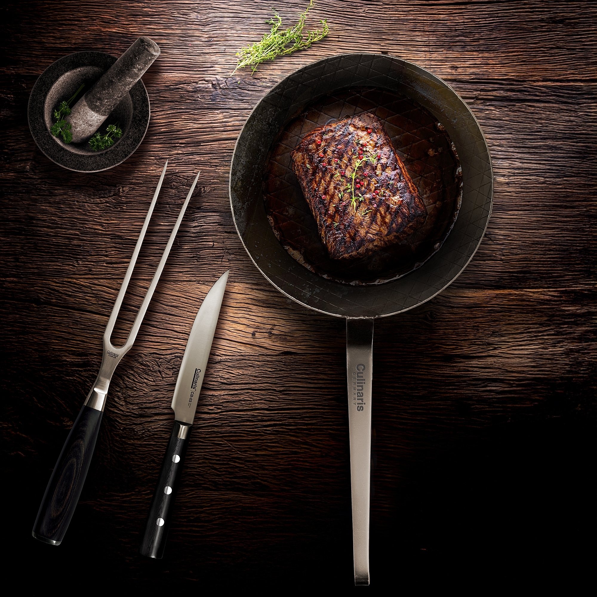 Steakpfanne - Fierro Rustico - 28 cm - Eingebrannt | Culinaris