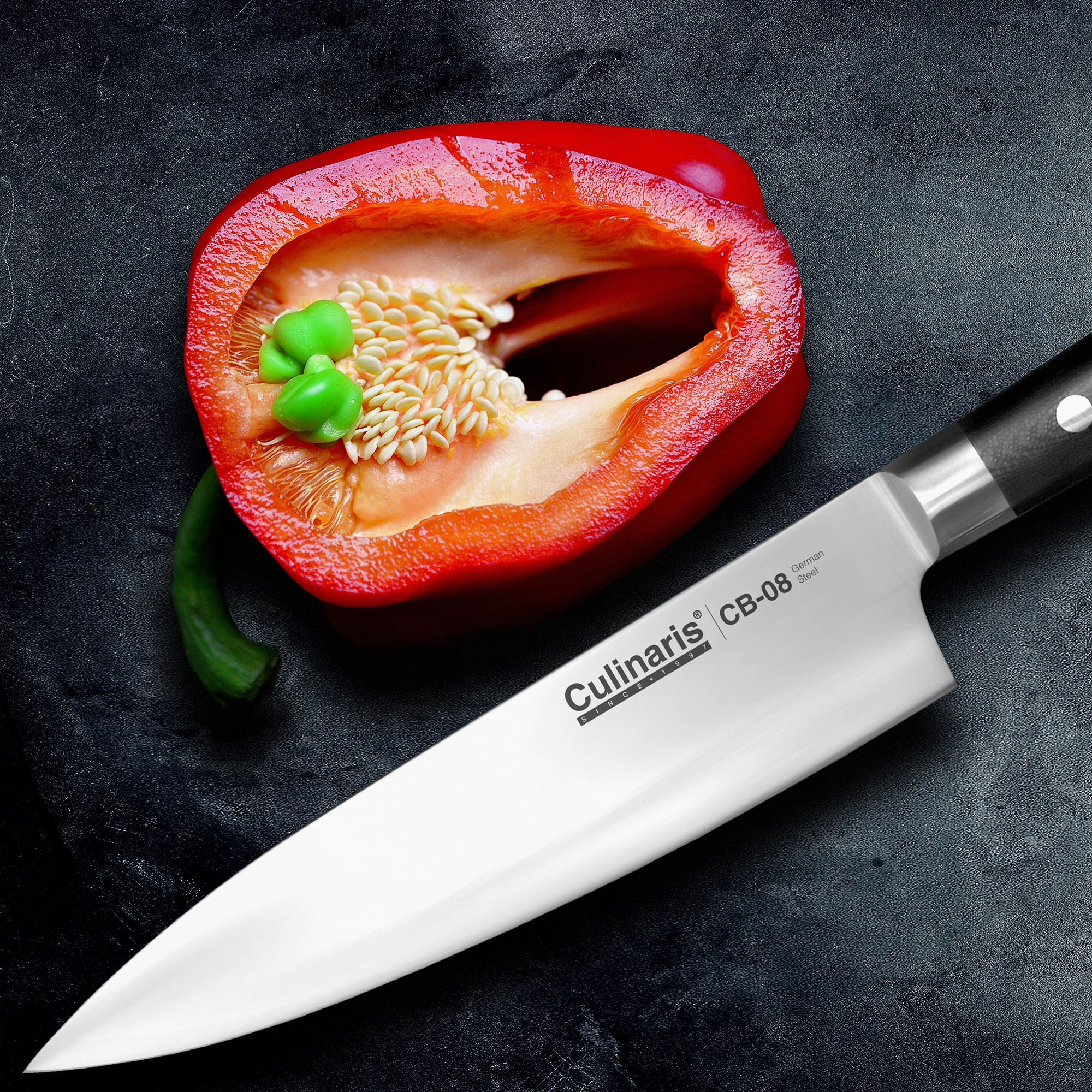 Kochmesser groß - Black Serie - 20 cm - CB-08 | Culinaris