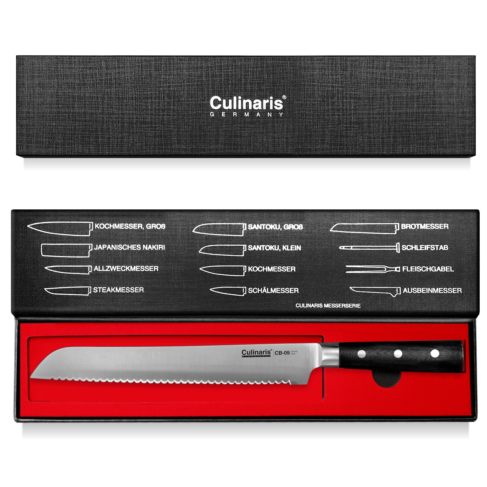 Brotmesser - Black Serie - 25 cm - CB-09 | Culinaris