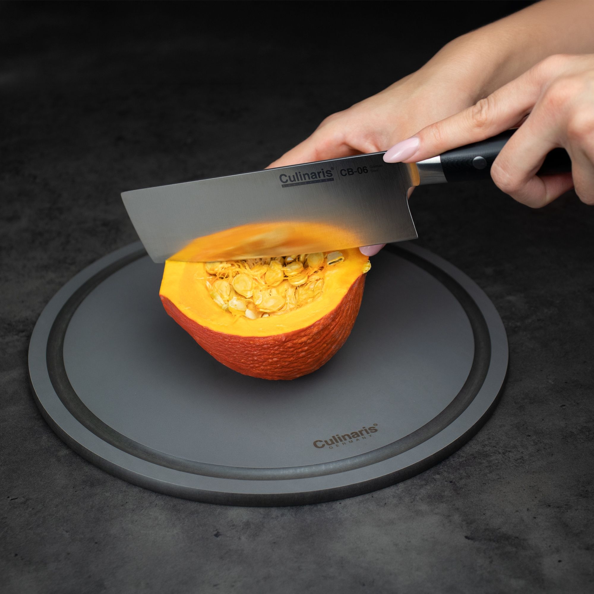 Schneidebrett NERO GRIGIO - rund - Ø 30 x 0,9 cm | Culinaris